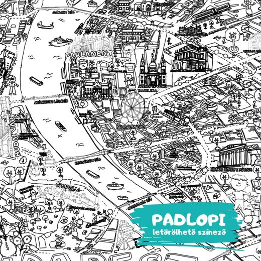 Budapest Padlopi letörölhető színező, óriás méretben