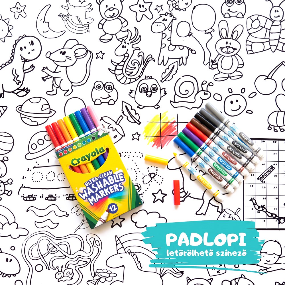 Padlopi letörölhető színező 12 darabos Crayola filctoll készlettel