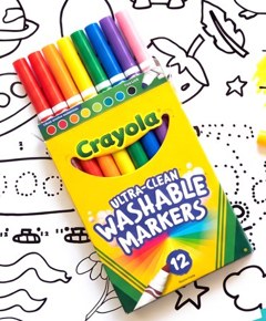 Crayola Ultra-Clean Washable Markers, 12 db-os lemosható filctoll készlet