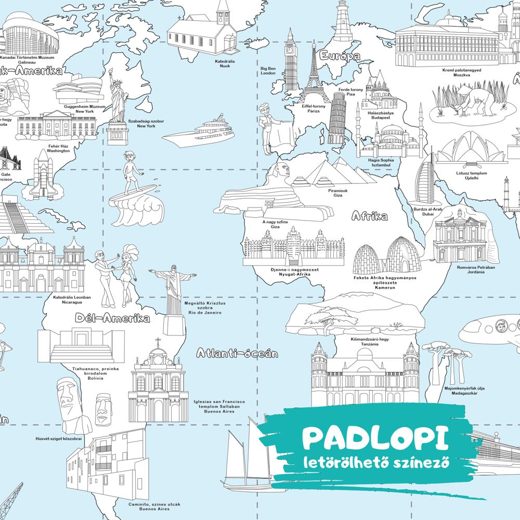 Földünk nevezetességei Padlopi letörölhető színező